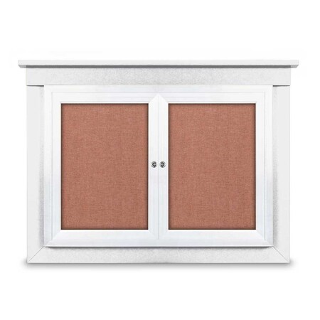 United Visual Products 60"x36" 2-Door Enclosed Letterboard, Header, Grey Felt/Cherry UV2625HD-CHERRY-GREY